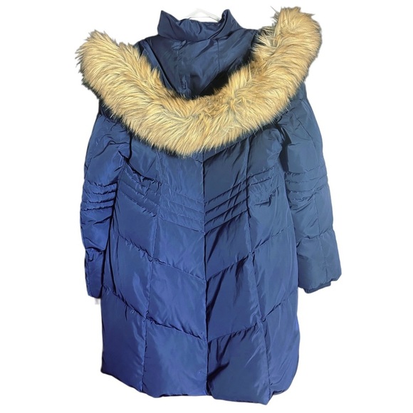Jones New York Blue Puffer Jacket with Faux Fur Hood - Picture 2 of 7